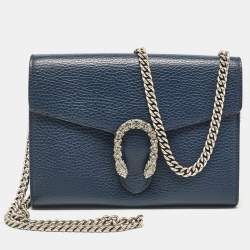 Gucci Dark Blue Leather Mini Dionysus Wallet on Chain 