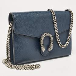 Gucci Dark Blue Leather Mini Dionysus Wallet on Chain 