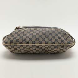 Pre Owned Gucci Blue GG Canvas and Leather Web Hobo