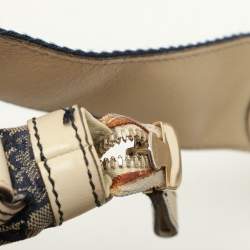 Pre Owned Gucci Blue GG Canvas and Leather Web Hobo