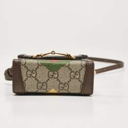 مملوكة مسبقًا Gucci Beige/Ebony GG Supreme Geometric Print Canvas Mini Horsebit 1955 Crossbody Bag