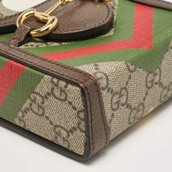 مملوكة مسبقًا Gucci Beige/Ebony GG Supreme Geometric Print Canvas Mini Horsebit 1955 Crossbody Bag