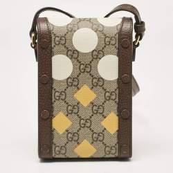 مملوكة مسبقًا Gucci Beige/Ebony GG Supreme Geometric Print Canvas Mini Horsebit 1955 Crossbody Bag