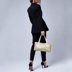 Gucci Off-White GG Suede and Leather Charmy Boston Bag