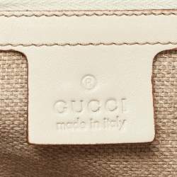 Gucci Off-White GG Suede and Leather Charmy Boston Bag