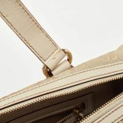 Gucci Off-White GG Suede and Leather Charmy Boston Bag