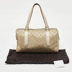 Gucci Off-White GG Suede and Leather Charmy Boston Bag