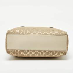 Gucci Off-White GG Suede and Leather Charmy Boston Bag