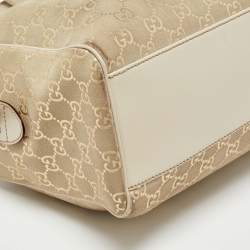 Gucci Off-White GG Suede and Leather Charmy Boston Bag