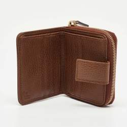 Gucci Beige/Brown GG Canvas and Leather Emblem Zip Mini Wallet