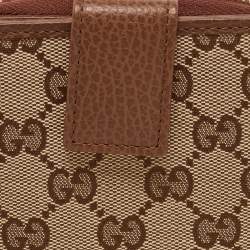 Gucci Beige/Brown GG Canvas and Leather Emblem Zip Mini Wallet