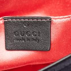 Gucci Black Matelassé Velvet Mini Crystals Embellished GG Marmont Shoulder Bag