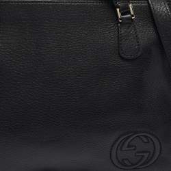Pre Owned Gucci Black Leather Label Tote