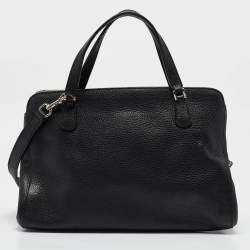 Pre Owned Gucci Black Leather Label Tote