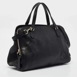 Pre Owned Gucci Black Leather Label Tote