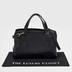 Pre Owned Gucci Black Leather Label Tote