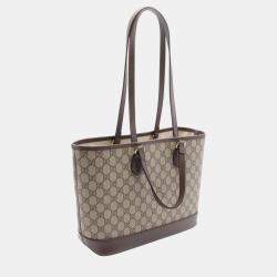 Gucci Coated Canvas Leather Beige Brown Ophidia Small Gg Supreme Tote Bag