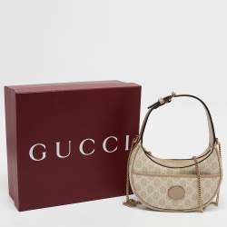 Gucci Beige/White GG Supreme Canvas Mini Ophidia Hobo