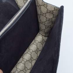 Pre Owned Gucci Beige/Black GG Supreme Canvas and Suede Small Dionysus Shoulder Bag