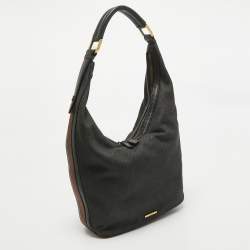 Gucci Black Denim and Leather Web Hobo