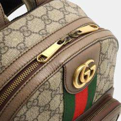 Gucci PVC Beige Mocha Brown Ophidia GG Supreme Small Backpack