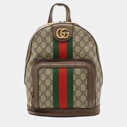 Gucci PVC Beige Mocha Brown Ophidia GG Supreme Small Backpack