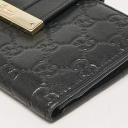 Gucci Black Guccissima Leather New Ladies Web Continental Wallet