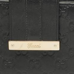 Gucci Black Guccissima Leather New Ladies Web Continental Wallet