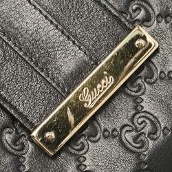 Gucci Black Guccissima Leather New Ladies Web Continental Wallet