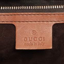 Pre Owned Gucci Brown Leather Large New Bamboo Top Handle Bag