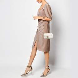 مملوكة مسبقًا Gucci Off White Matelassé Leather Super Mini GG Marmont Shoulder Bag