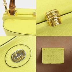 Gucci Leather Yellow Bamboo Handbag