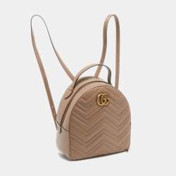 مملوكة مسبقًا Gucci Beige Matelassé Leather GG Marmont Backpack