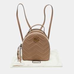 مملوكة مسبقًا Gucci Beige Matelassé Leather GG Marmont Backpack