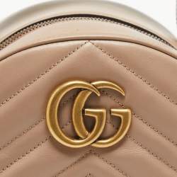 مملوكة مسبقًا Gucci Beige Matelassé Leather GG Marmont Backpack
