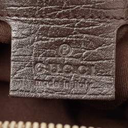 Pre Owned Gucci Beige/Brown GG Canvas and Leather Horsebit Handle Hobo