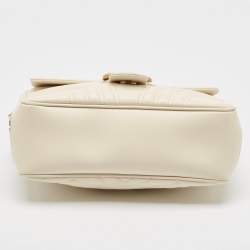 Gucci Off White Matelasse Leather Small Sylvie Top Handle Bag