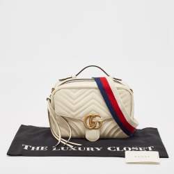 Gucci Off White Matelasse Leather Small Sylvie Top Handle Bag