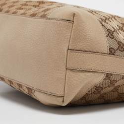 Pre Owned Gucci Beige GG Canvas and Leather Miss GG Hobo