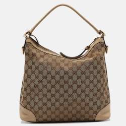 Pre Owned Gucci Beige GG Canvas and Leather Miss GG Hobo