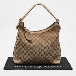 Pre Owned Gucci Beige GG Canvas and Leather Miss GG Hobo