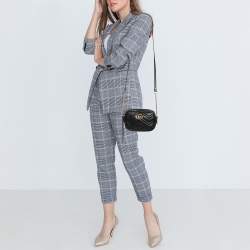 مملوكة مسبقًا Gucci Black Matelassé Leather Mini GG Marmont Crossbody Bag