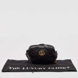 مملوكة مسبقًا Gucci Black Matelassé Leather Mini GG Marmont Crossbody Bag