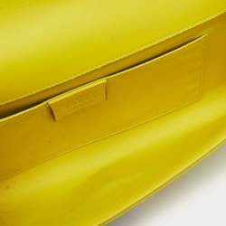 Pre Owned Gucci Yellow Satin GG Crystals Broadway Clutch