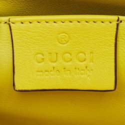 Pre Owned Gucci Yellow Satin GG Crystals Broadway Clutch
