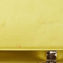 Pre Owned Gucci Yellow Satin GG Crystals Broadway Clutch