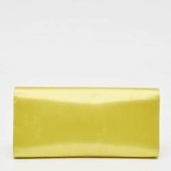 Pre Owned Gucci Yellow Satin GG Crystals Broadway Clutch