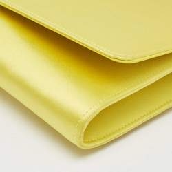 Pre Owned Gucci Yellow Satin GG Crystals Broadway Clutch