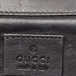 Pre Owned Gucci Black Snakeskin Crystals Embellished Flap Clutch