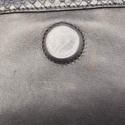 Pre Owned Gucci Black Snakeskin Crystals Embellished Flap Clutch